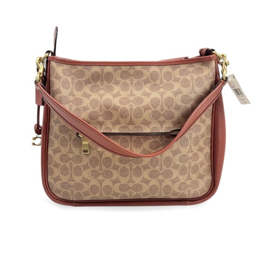 NWT COACH Coated Canvas Signature‎ Cary Shoulder Bag in Tan Rust - Picture 10 of 16